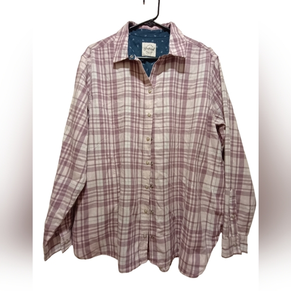 JACHS Girlfriend Tops - JACHS Girlfriend Pink Plaid Button Down Shirt